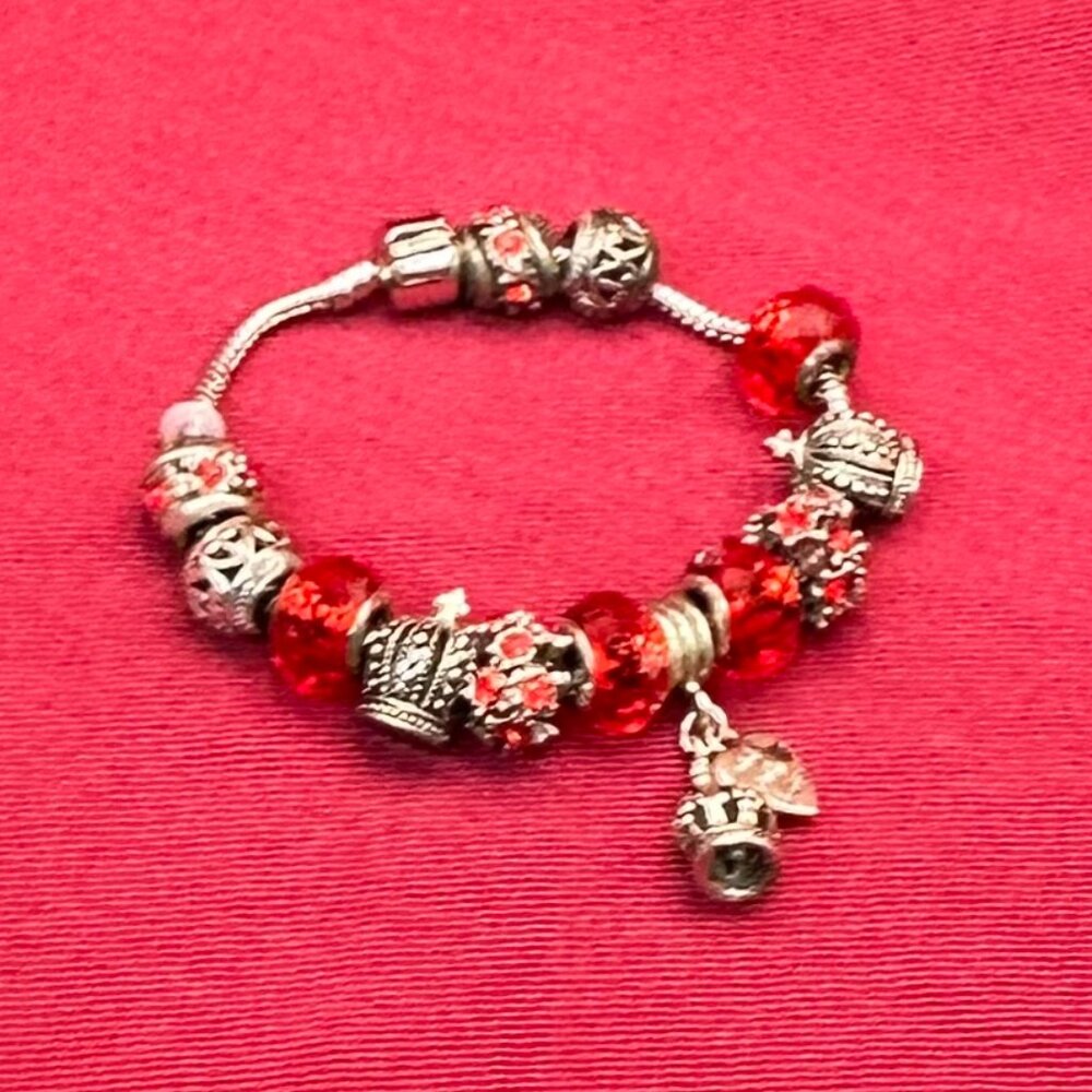 Pandora-Style Bracelet 13 Beads Christmas Gift/Accessory. 4 Beads marked “.925”.